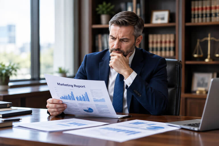 Attorney Reviewing Marketing Report Attorney Reviewing Marketing Report